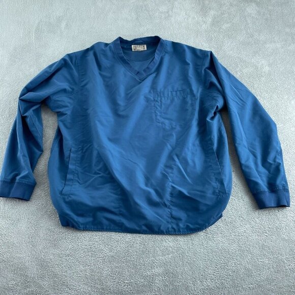 Duluth Trading Co 2XL/Tall Mens V-Neck Blue Polyester Scrub Top 5760 - Picture 1 of 7